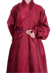 Ming Dynasty Hanfu Brocade Cross-Collar Pleated Long Robe-1