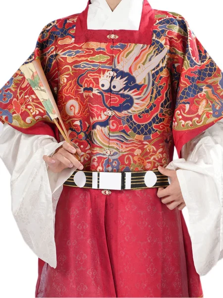Ming Dynasty Hanfu Gold Brocade Dragon Pattern Half-Sleeve Vest
