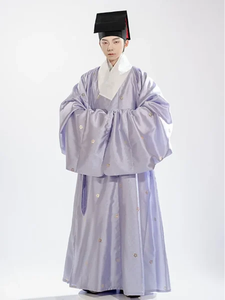 Ming Dynasty Hanfu Gold Brocade Narrow-Sleeve Daopao Unisex