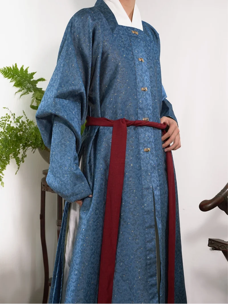 明代漢布金襴細袖プリーツローブ-5