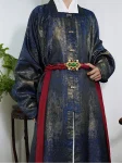 明代漢布金襴細袖プリーツローブ-1
