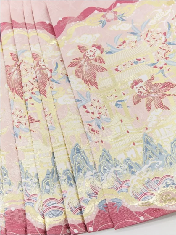 Tarian Yulong Brokat Emas Hanfu Dinasti Ming Midi Mamian Qun- Cara Hanfu: Pakaian Hanfu Tradisional & Modern Tiongkok untuk Semua Acara