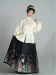 Mingdynastin Hanfu hög densitet blommig fågelbrokad Mamian Qun (6)