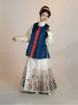Mingdynastin Hanfu hög densitet blommig fågelbrokad Mamian Qun (6)