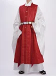 Ming Dynasty Hanfu Red Square-Collar Brocade Vest Unisex-1