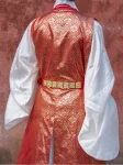 Ming Dynasty Hanfu Red Square-Collar Brocade Vest Unisex-1