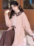 Ming Dynasty Hanfu Rose Bean Paste Autumn Set (9)