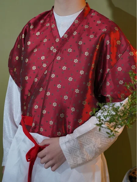 Áo Hanfu thời Đường, cổ chữ V, dệt hoa văn vàng, kiểu Banbi, unisex