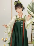 ชุดฮั่นฟู่ราชวงศ์ถัง “ป่าเล็ก” สีเขียว ฉีเซียง รั่วชุน