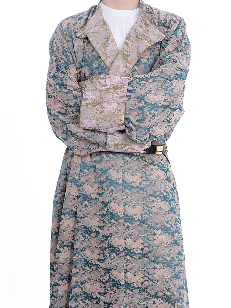 Dinastia Tang Hanfu Padrão ondulado Yuanlingpao Unisex-3