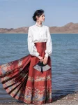 Conjunto de Hanfu Faux Zhuanghua Mamian Qun inspirado em Dunhuang