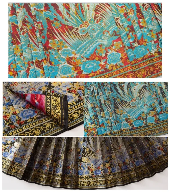 Dinastia Ming Faux Dian Cui Saia Mamian Qun em brocado de ouro - Hanfu Way: Roupas tradicionais e modernas de Hanfu chinês para todas as ocasiões