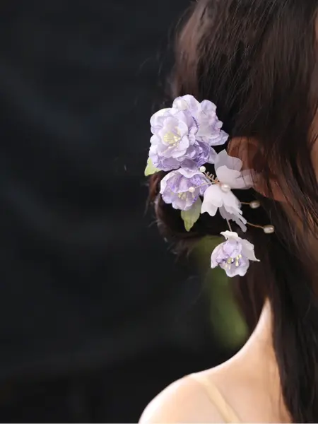 Purple Butterfly Floral Hanfu Hair Accessory