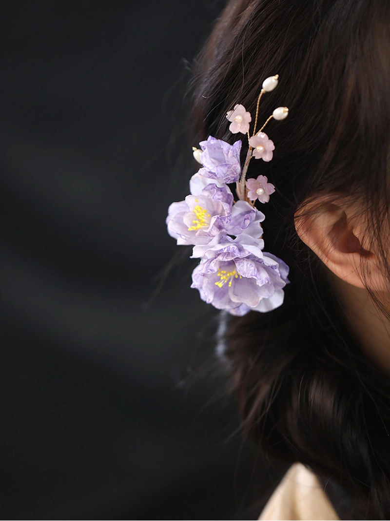 Purple Butterfly Floral Hanfu Hair Accessory-2